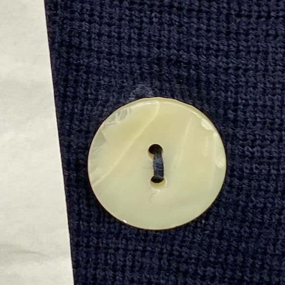 Jaeger Women's 100% Wool Cardigan Blue/Navy, Double Button Front Wrap Style 32in - Picture 5 of 8